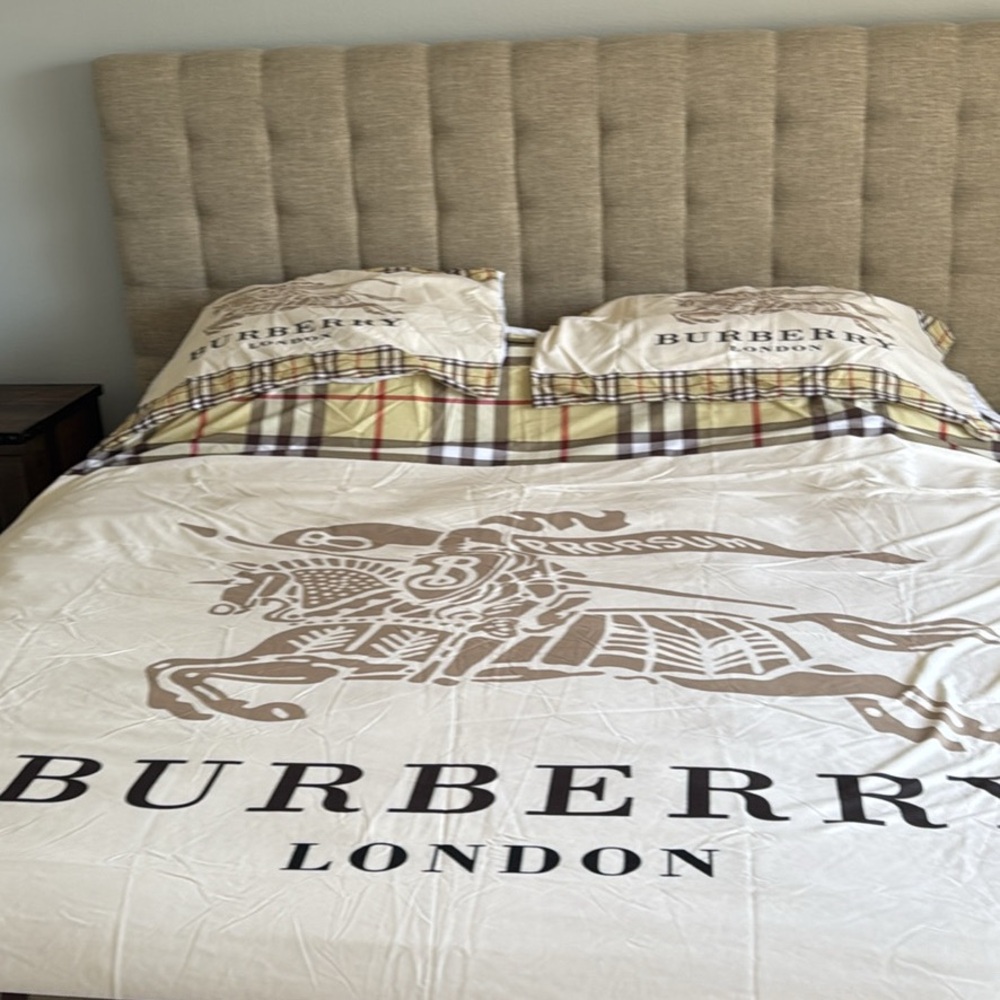 Burberry London Plaid Duvet Cover in Cream and Brown
